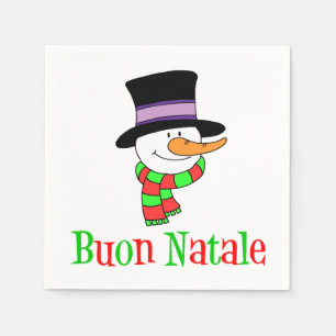 Buon Natale Italiaanse vrolijke kerst sneeuwman Servet