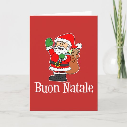 Buon Natale Italiaanse Vrolijke Kerstman Feestdagen Kaart (Voorkant)