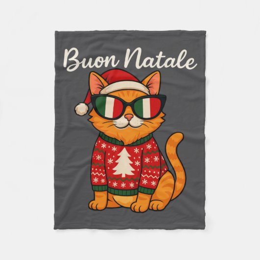 Buon Natale Italian Cat Christmas, Italy Pride Hol Fleece Deken (Voorkant)