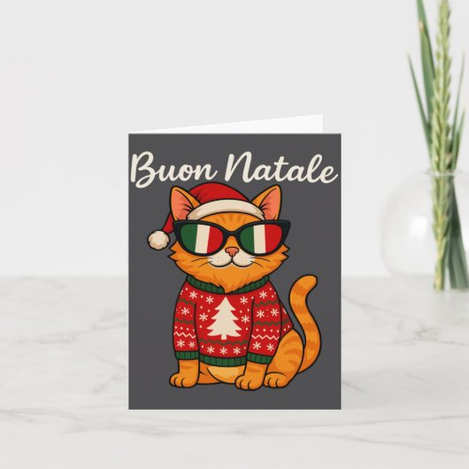 Buon Natale Italian Cat Christmas, Italy Pride Hol Kaart (Voorkant)