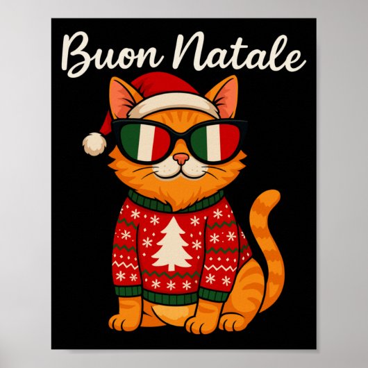 Buon Natale Italian Cat Christmas, Italy Pride Hol Poster (Voorkant)