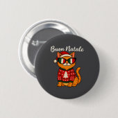 Buon Natale Italian Cat Christmas, Italy Pride Hol Ronde Button 5,7 Cm (Voorkant /achterkant)