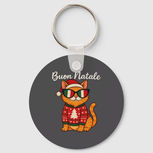 Buon Natale Italian Cat Christmas, Italy Pride Hol Sleutelhanger (Voorkant)