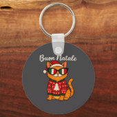 Buon Natale Italian Cat Christmas, Italy Pride Hol Sleutelhanger (Voorkant)