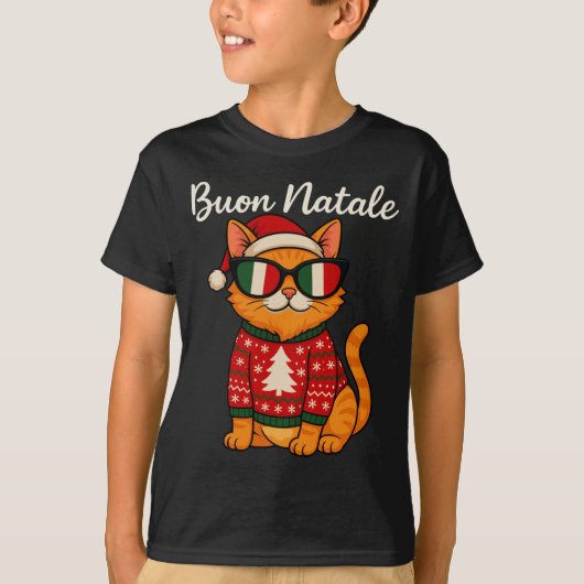 Buon Natale Italian Cat Christmas, Italy Pride Hol T-shirt (Voorkant)