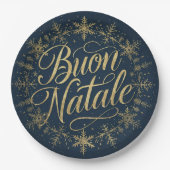 Buon Natale Italian Christmas - Navy & Gold Papieren Bordje (Voorkant)
