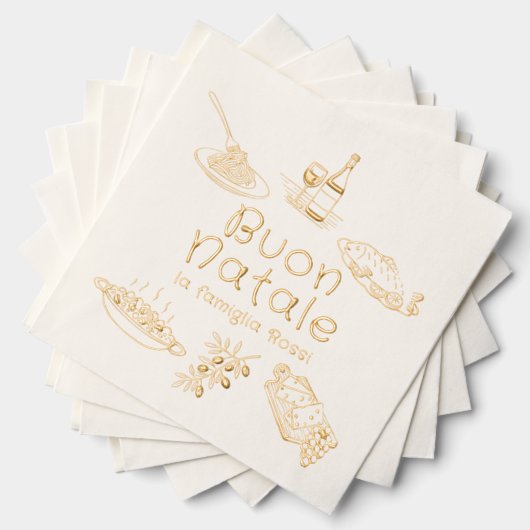 Buon Natale Italian Christmas Party Food Doodles Folie Servetten (Insitu (Gestapeld))