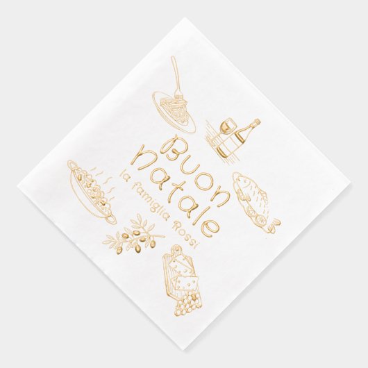 Buon Natale Italian Christmas Party Food Doodles Folie Servetten (Rechts)