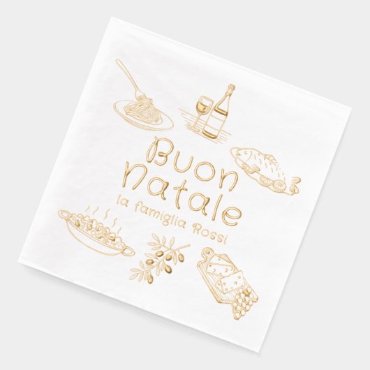 Buon Natale Italian Christmas Party Food Doodles Folie Servetten (Links)