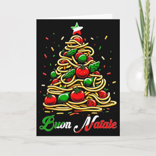 Buon Natale Italian Pasta Christmas Tree Xmas For  Kaart (Voorkant)
