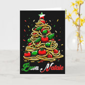 Buon Natale Italian Pasta Christmas Tree Xmas For  Kaart (Gele Bloem)
