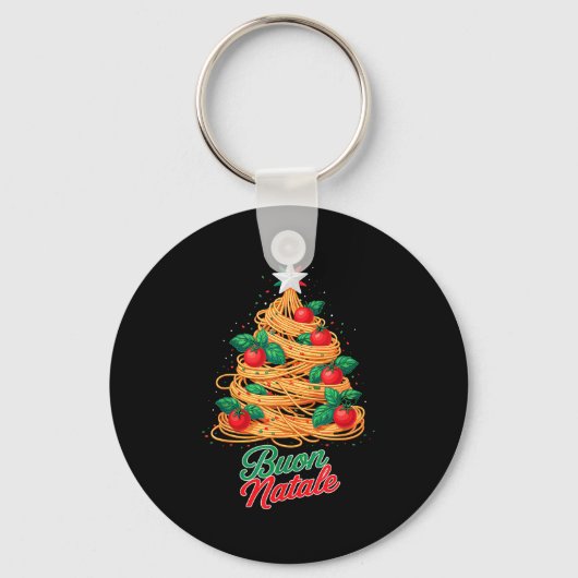 Buon Natale Italian Pasta Spaghetti Funny Christma Sleutelhanger (Voorkant)