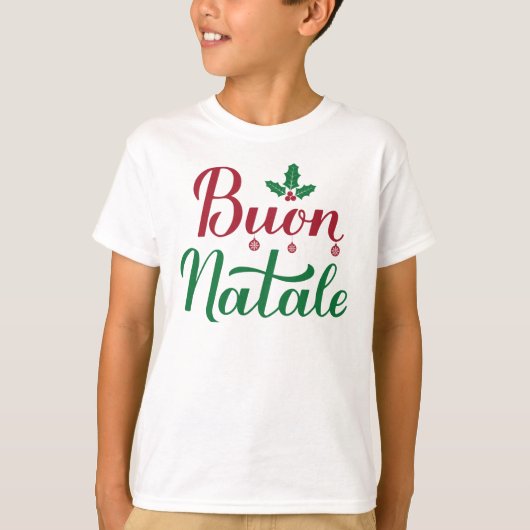 Buon Natale Italy Merry kerst Holly T-shirt (Voorkant)