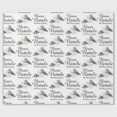 Buon Natale Italy Merry KerstFloral Cadeaupapier (Vlak)