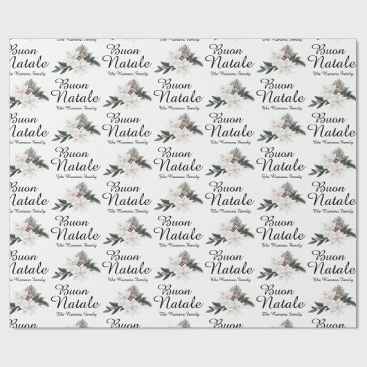 Buon Natale Italy Merry KerstFloral Cadeaupapier (Vlak)