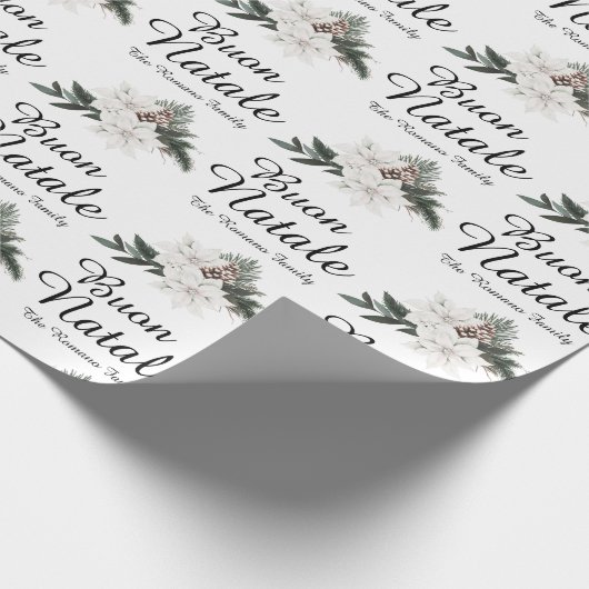 Buon Natale Italy Merry KerstFloral Cadeaupapier (Hoek)