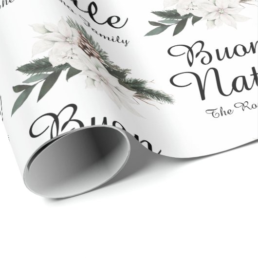 Buon Natale Italy Merry KerstFloral Cadeaupapier (Rol Hoek)