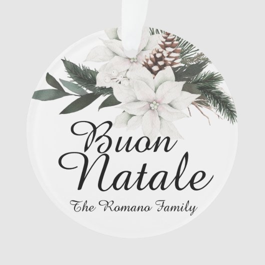 Buon Natale Italy Merry KerstFloral Ornament (voorkant)