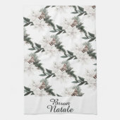 Buon Natale Italy Merry KerstFloral Theedoek (Verticaal)