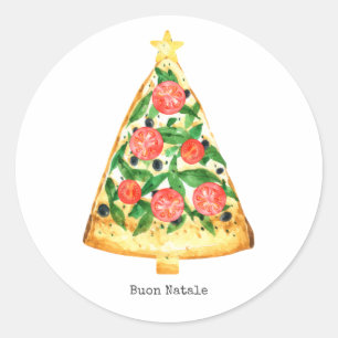 Buon Natale Italy Merry Kerstmis Pizza Slice Ronde Sticker
