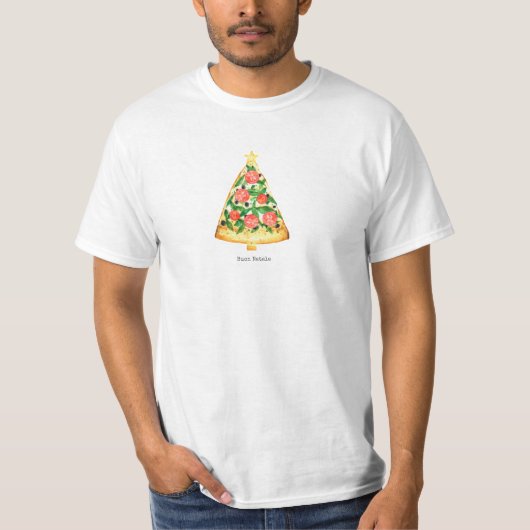 Buon Natale Italy Merry Kerstmis Pizza Slice T-shirt (Voorkant)