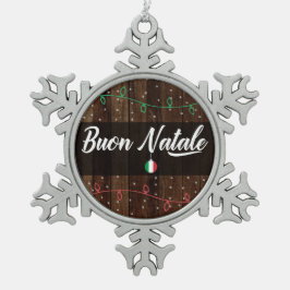 Buon Natale Italy Merry Kerstmis Rustic Tin Sneeuwvlok Ornament