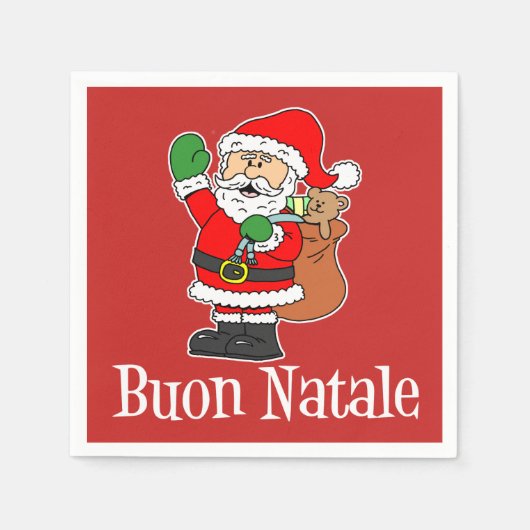 Buon Natale Italy Merry KerstSanta (RED) Servet (Voorkant)