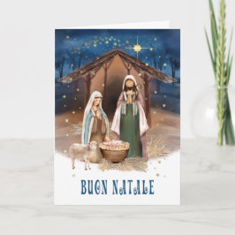 Buon Natale. Kaart van de nativiteitsscène in het