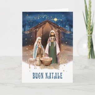 Buon Natale. Kaart van de nativiteitsscène in het 