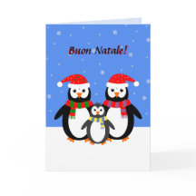 Buon natale kerst schattige pinguïns italiaans