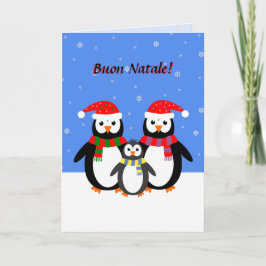 Buon natale kerst schattige pinguïns italiaans feestdagen kaart