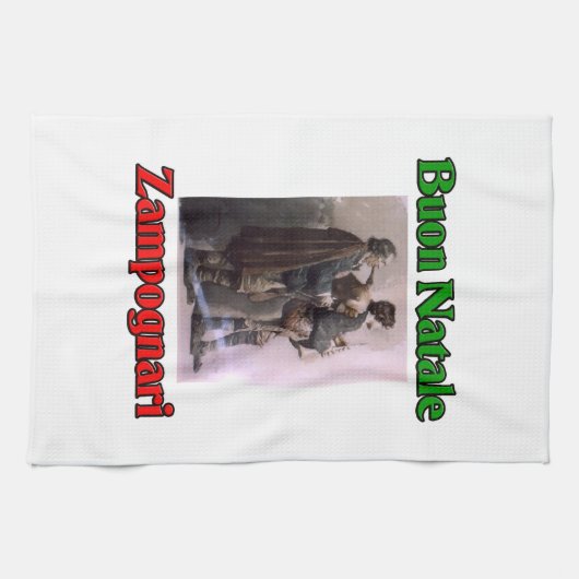 Buon Natale (Kerst van de Zeekaart) Zampognari Theedoek (Horizontaal)