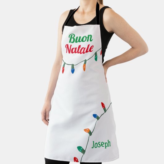 Buon Natale kerstlampjes schort (Insitu)