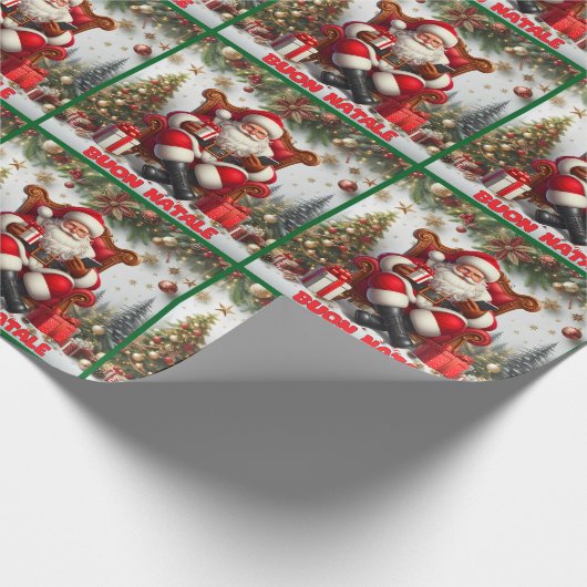 Buon Natale Kerstman ontwerp Cadeaupapier (Hoek)