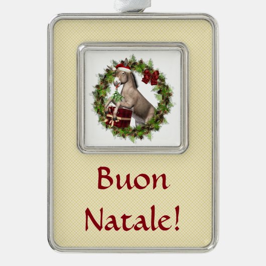 Buon Natale Kerstmis Donkey omwoeld Ornament (Voorkant)