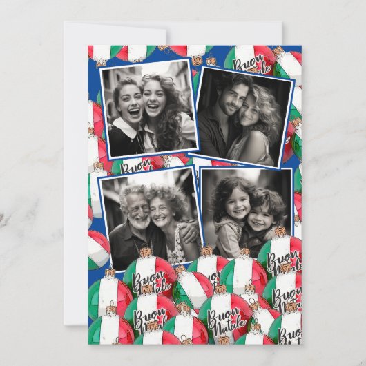 Buon Natale Kerstmis Groet Royal Blue Invitati Kaart (Voorkant)