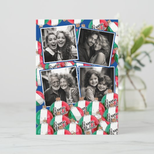 Buon Natale Kerstmis Groet Royal Blue Invitati Kaart (Staand voorkant)