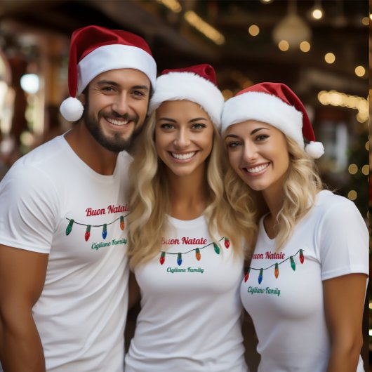 Buon Natale Kerstverlichting Italiaans Kerstmis T-shirt
