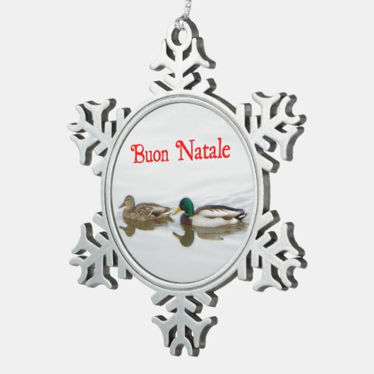 Buon Natale - Mallards Tin Sneeuwvlok Ornament (Rechts)