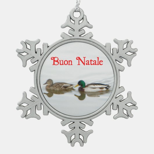 Buon Natale - Mallards Tin Sneeuwvlok Ornament (Voorkant)