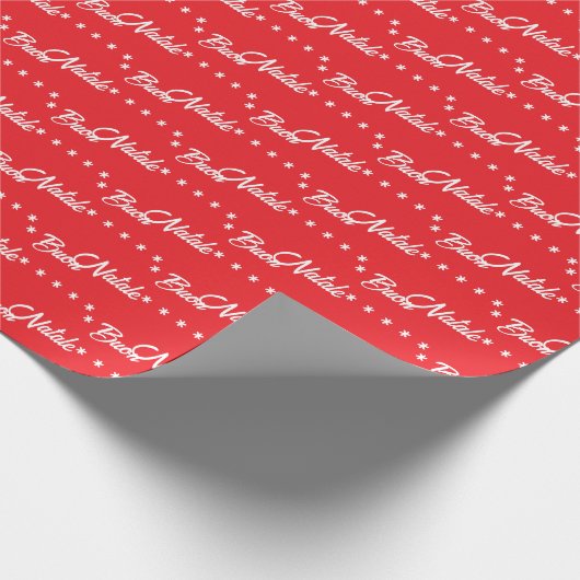 Buon Natale Merry Christmas Rood Wit Cadeaupapier (Hoek)