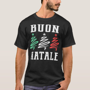 Buon Natale Merry-kerstmis Italiaanse vlagbomen T-shirt