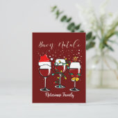 Buon Natale Merry kerstwijn met lichte verlichting Briefkaart (Staand voorkant)