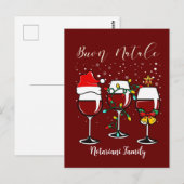 Buon Natale Merry kerstwijn met lichte verlichting Briefkaart (Voorkant / Achterkant)