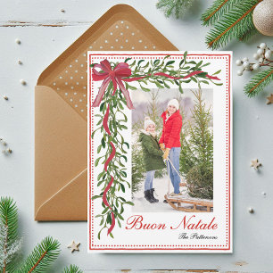 Buon Natale Mistletoe Italiaanse kerstfoto Feestdagenkaart