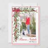 Buon Natale Mistletoe Italiaanse kerstfoto Feestdagenkaart (Voorkant)