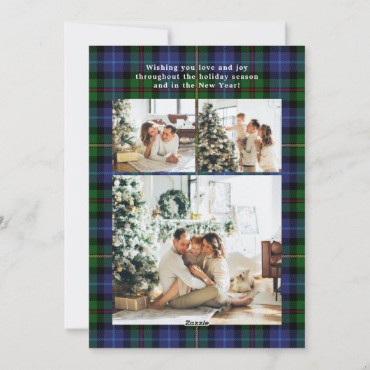 Buon Natale Multi Photo Green Plaid Feestdagenkaart (Achterkant)