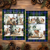 Buon Natale Multi Photo Green Plaid Feestdagenkaart