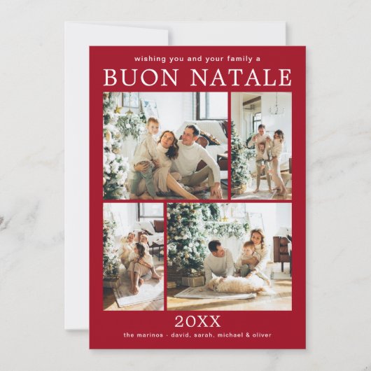 Buon Natale Multi Photo Holiday Kaart (Voorkant)