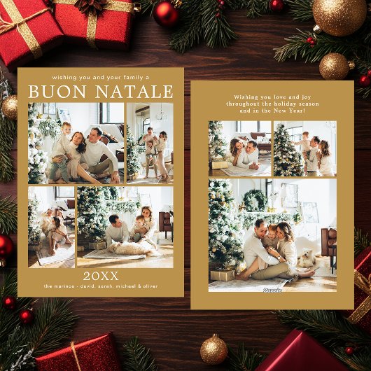 Buon Natale Multi Photo Holiday Kaart